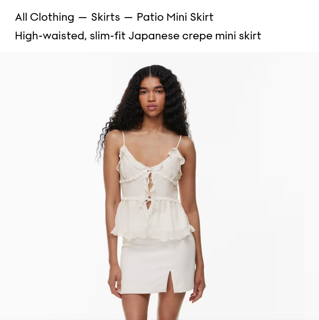 Aritzia Cream Crepe Skirt